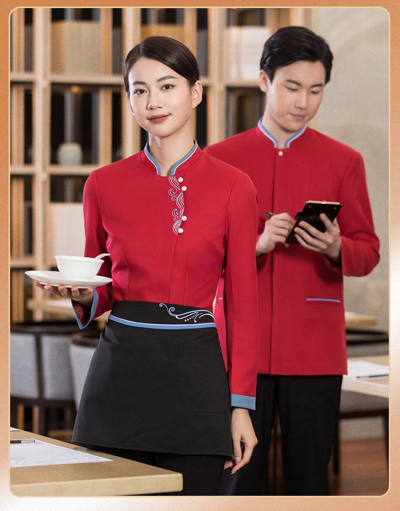 Sea wave flower long-sleeved catering waiter work clothes H01-2022-31 female