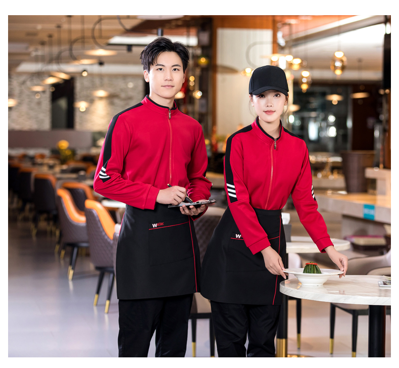 Three-bar sweatshirt catering waiter work clothes H01-2022-40 female