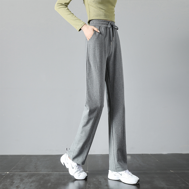 Loose and slim drawstring sports drawstring straight trousers G32-XZ9540