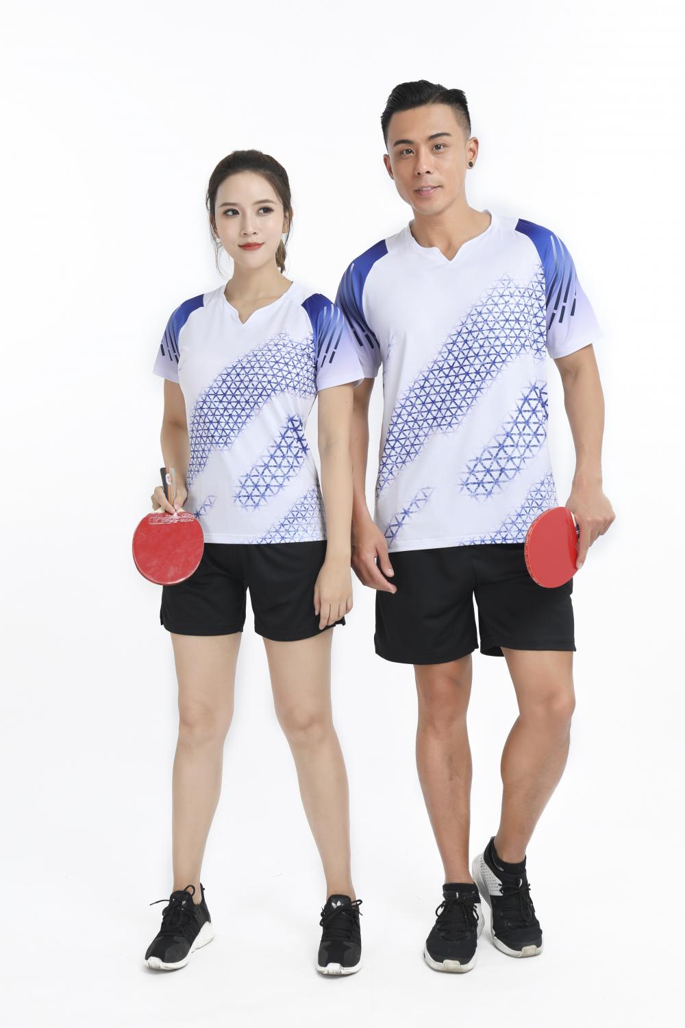 Polyester-spandex pinhole fabric V-neck outdoor sports short-sleeved top GB8-2903 men