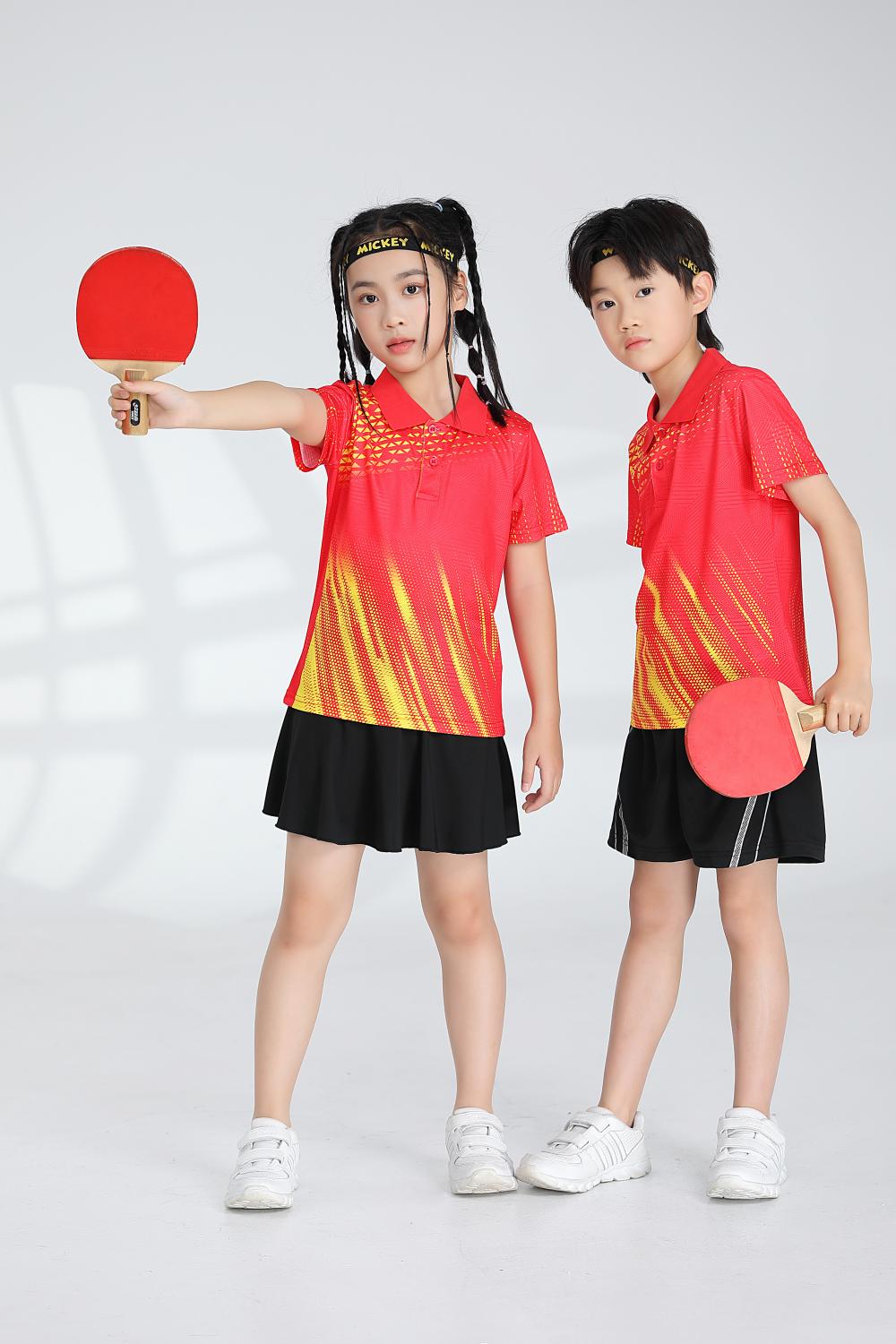 Short-sleeved lapel breathable quick-drying badminton suit 120-1897 children