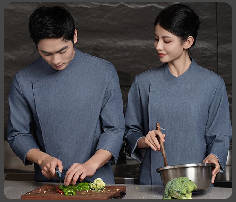 Imitation denim long sleeve chef uniform H20-C24-5079