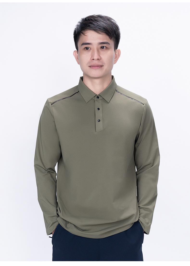 Coolsen brushed solid color lapel long sleeve KD4-8905