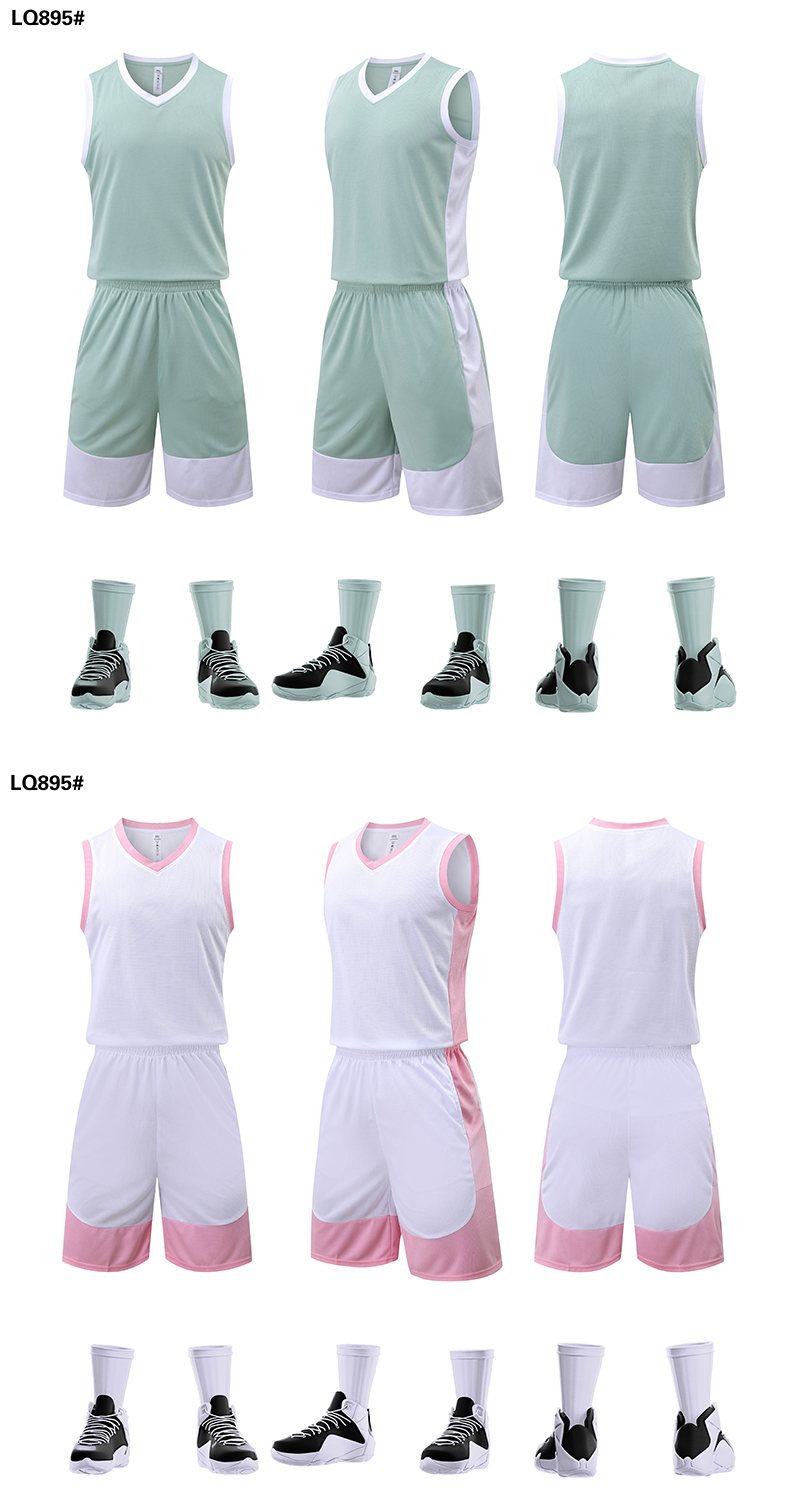 Contrast color V-neck sports basketball suit G13-895