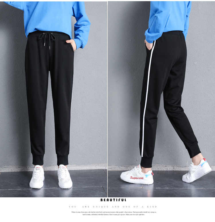 Thin side stripe loose sports casual trousers for women G32-842