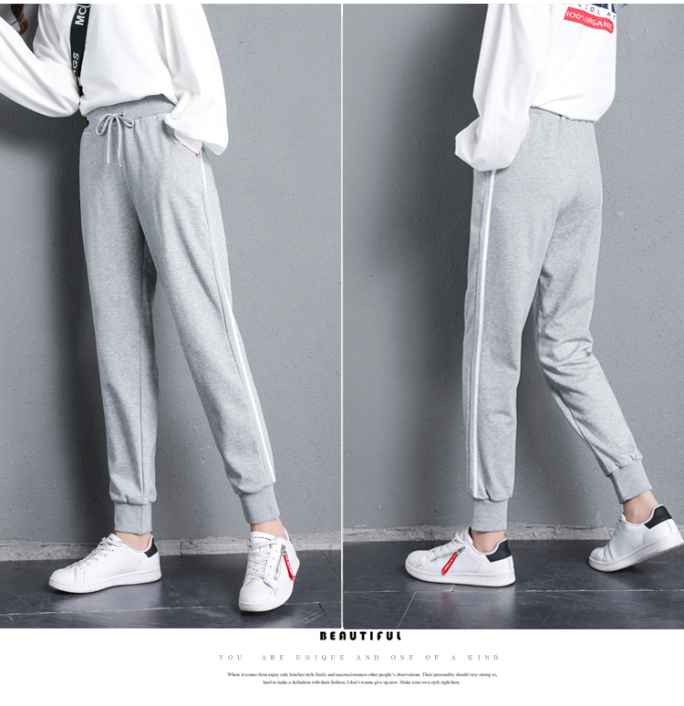 Thin side stripe loose sports casual trousers for women G32-842