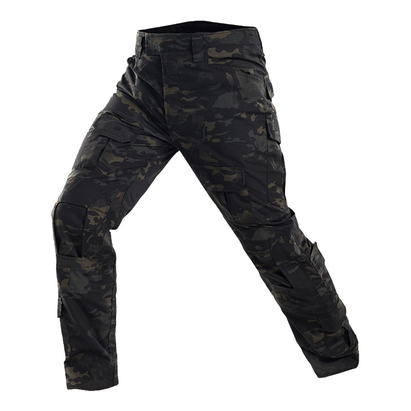 Outdoor camouflage knee-pad trousers men trousers training suit general style H24-291115