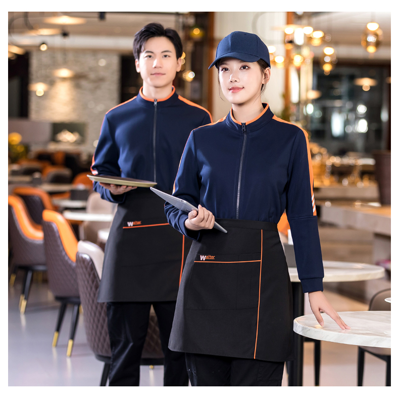 Three-bar sweatshirt catering waiter work clothes H01-2022-40 men