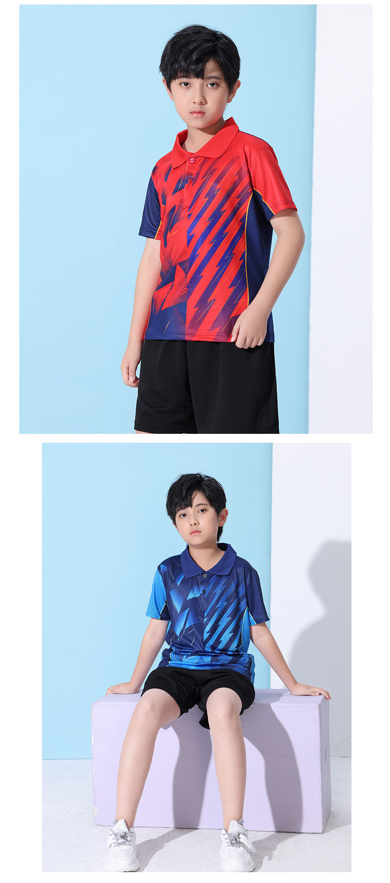 Quick-drying sports lapel short-sleeved top for girls/children GB7-366