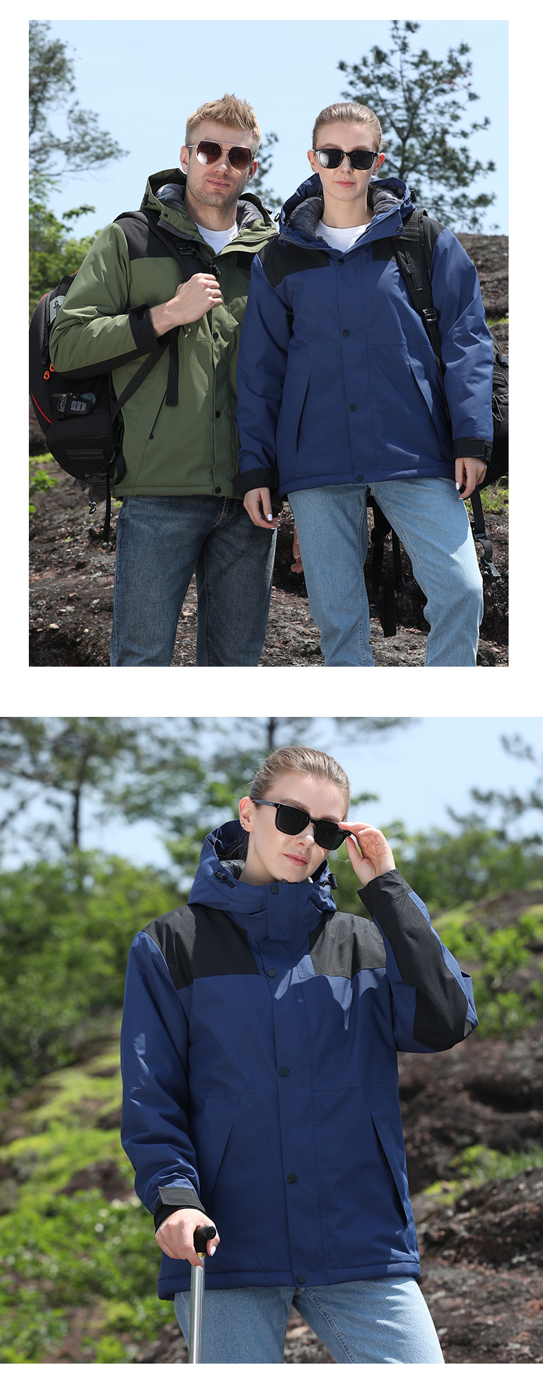 Cold-resistant and warm plus fleece outdoor mountaineering jacket P03-D18