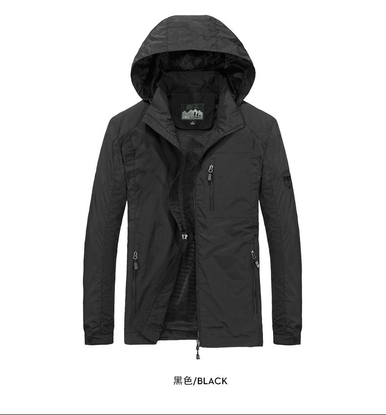 Outdoor men windproof jacket with detachable hood KC1-8689