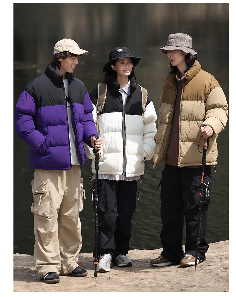 New national standard 90 white duck down color matching stand collar down jacket couple thickened bread coat KA2-8601F