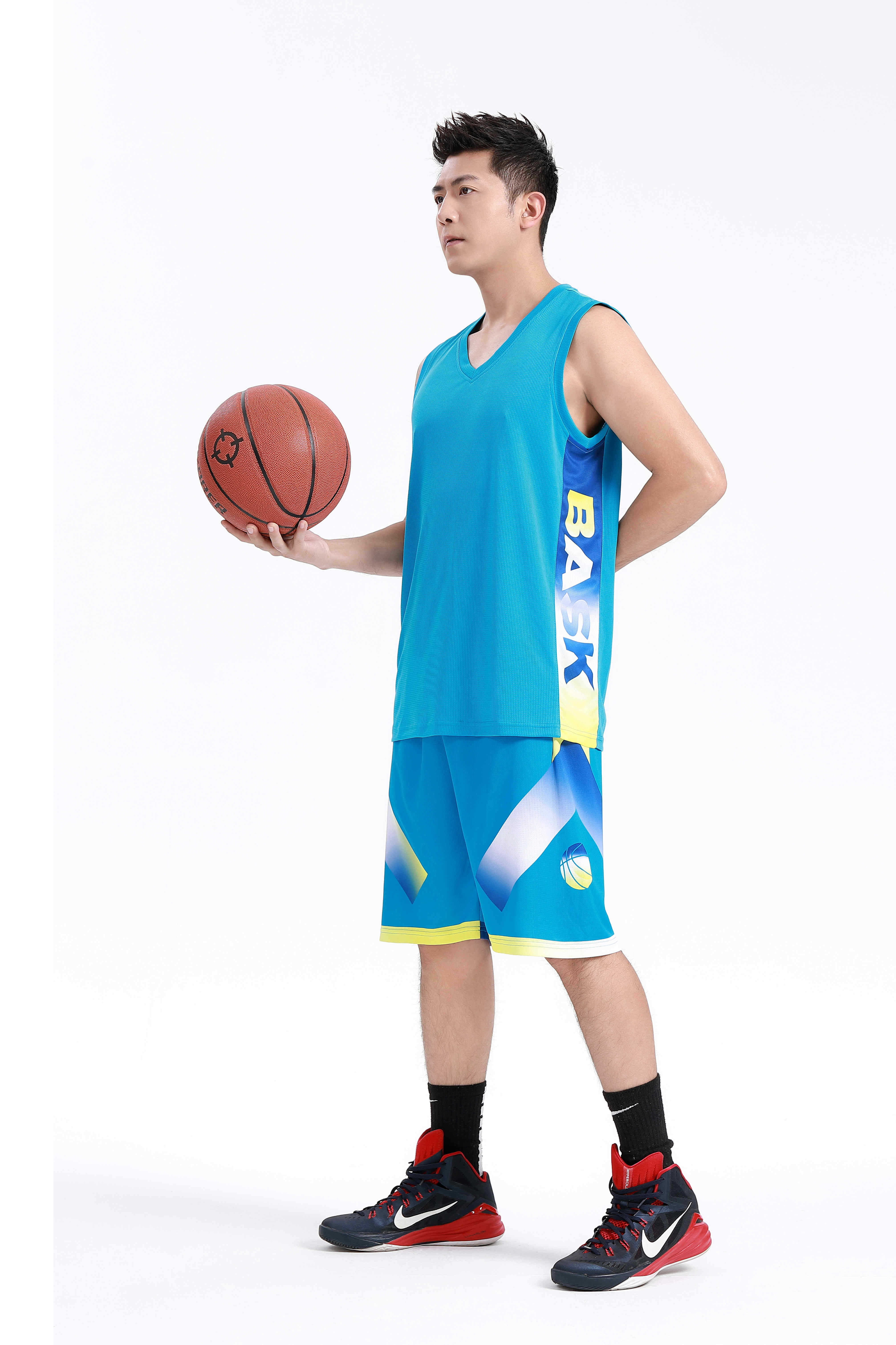 Side printed letters basketball uniform suit adult GY6-8450