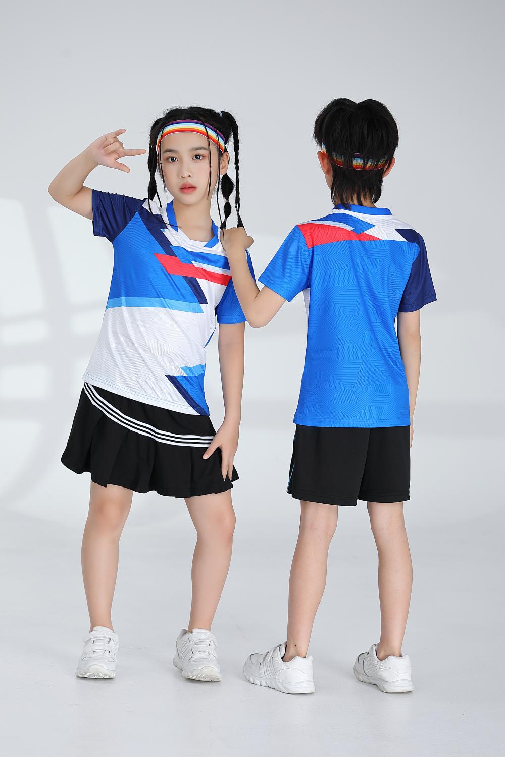 Polyester-spandex jacquard sports quick-drying training suit badminton suit 120-1895 children