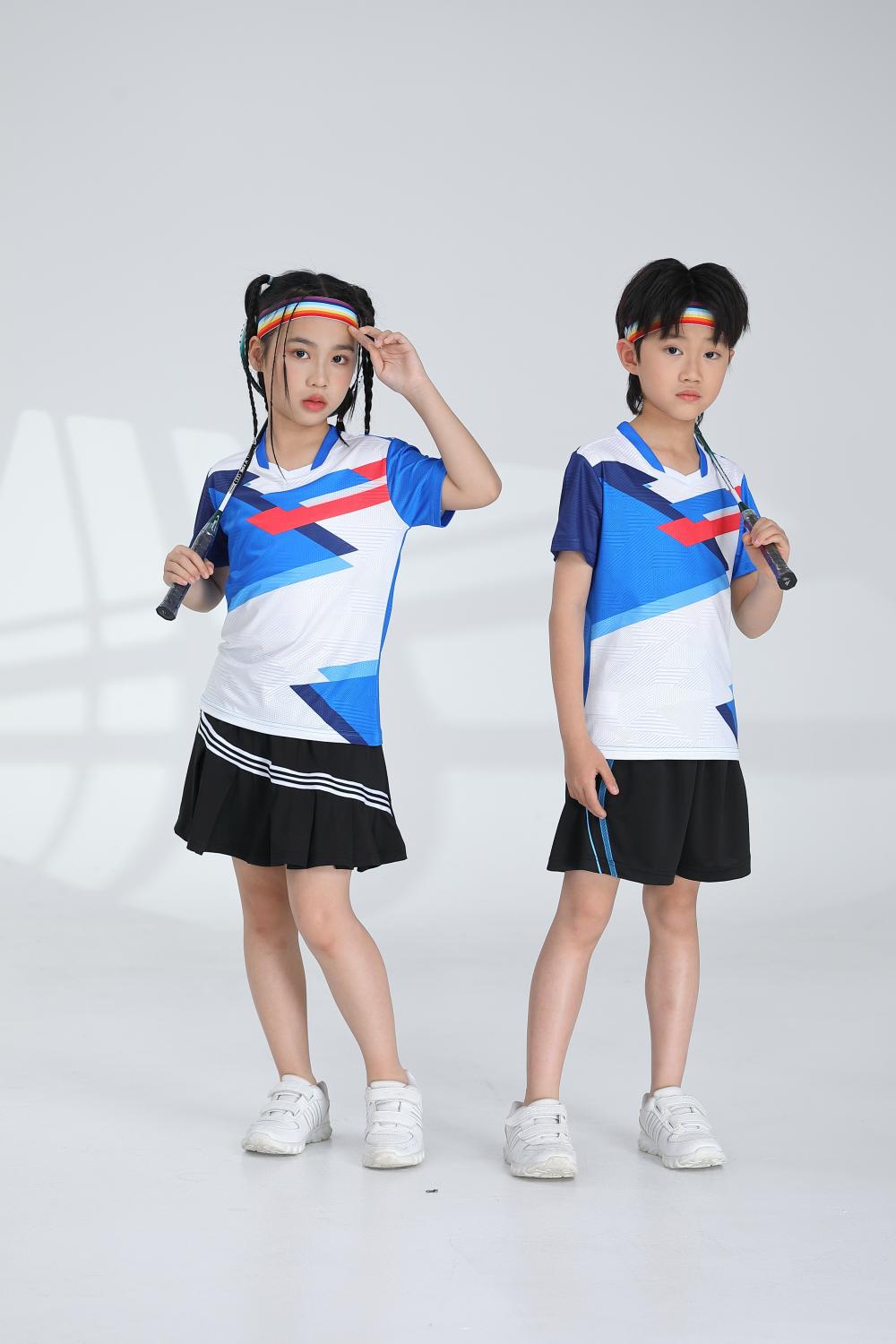 Polyester-spandex jacquard sports quick-drying training suit badminton suit 120-1895 children