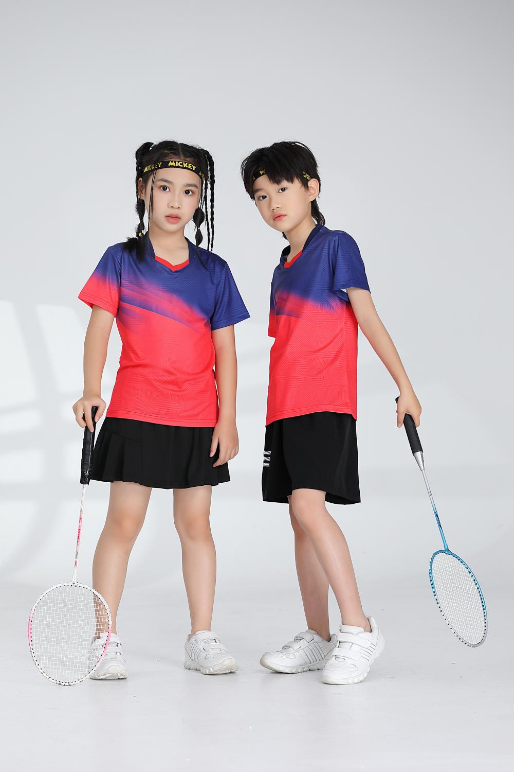 Sports quick-drying short-sleeved V-neck training suit badminton suit 120-1896 children