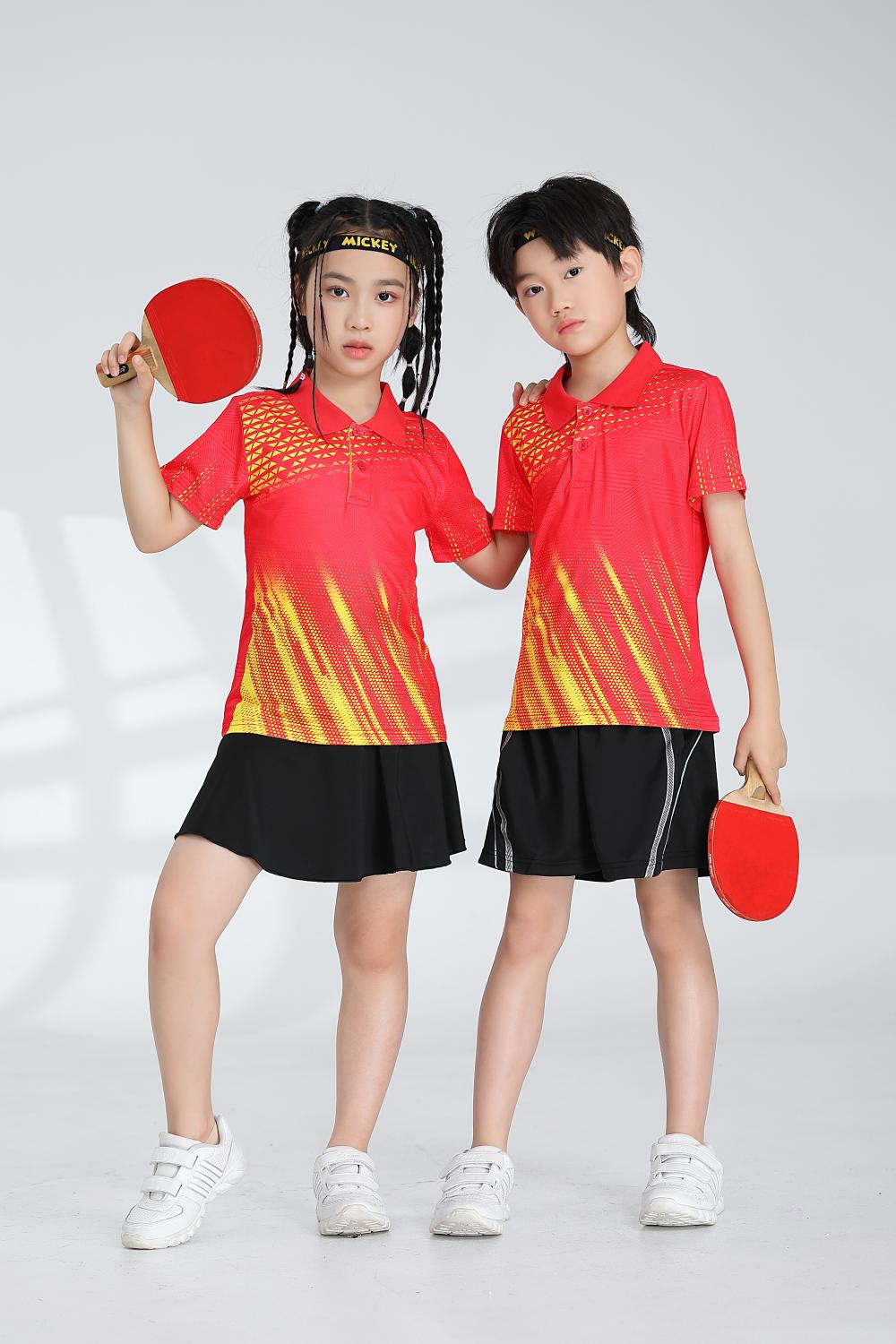 Short-sleeved lapel breathable quick-drying badminton suit 120-1897 children