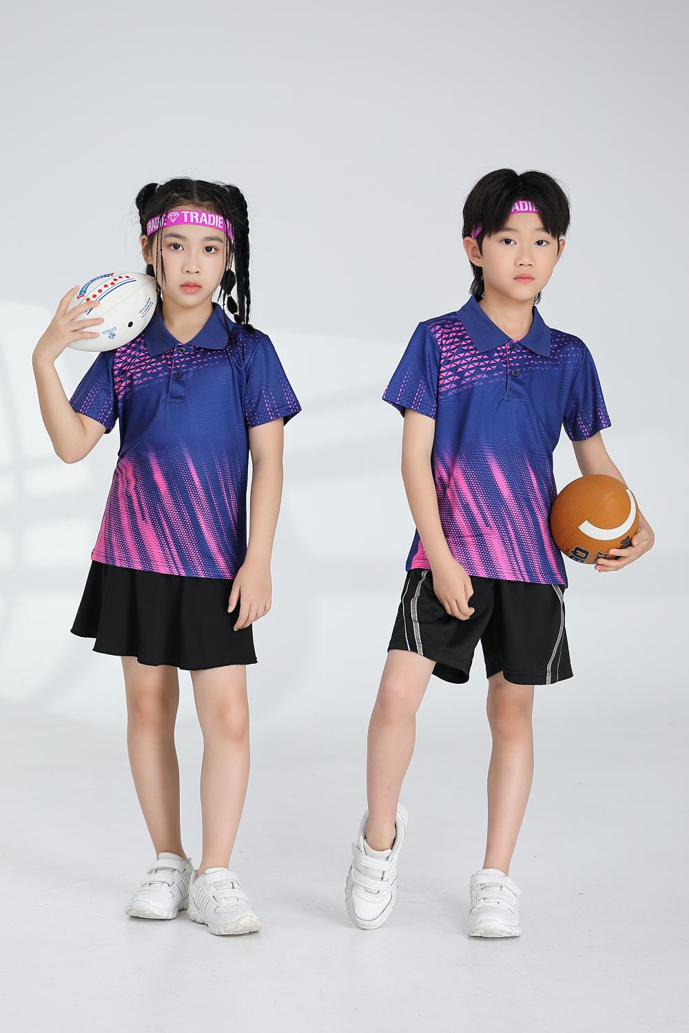 Short-sleeved lapel breathable quick-drying badminton suit 120-1897 children