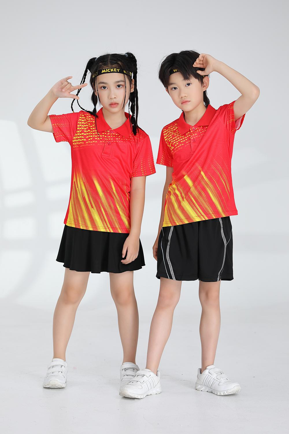 Short-sleeved lapel breathable quick-drying badminton suit 120-1897 children