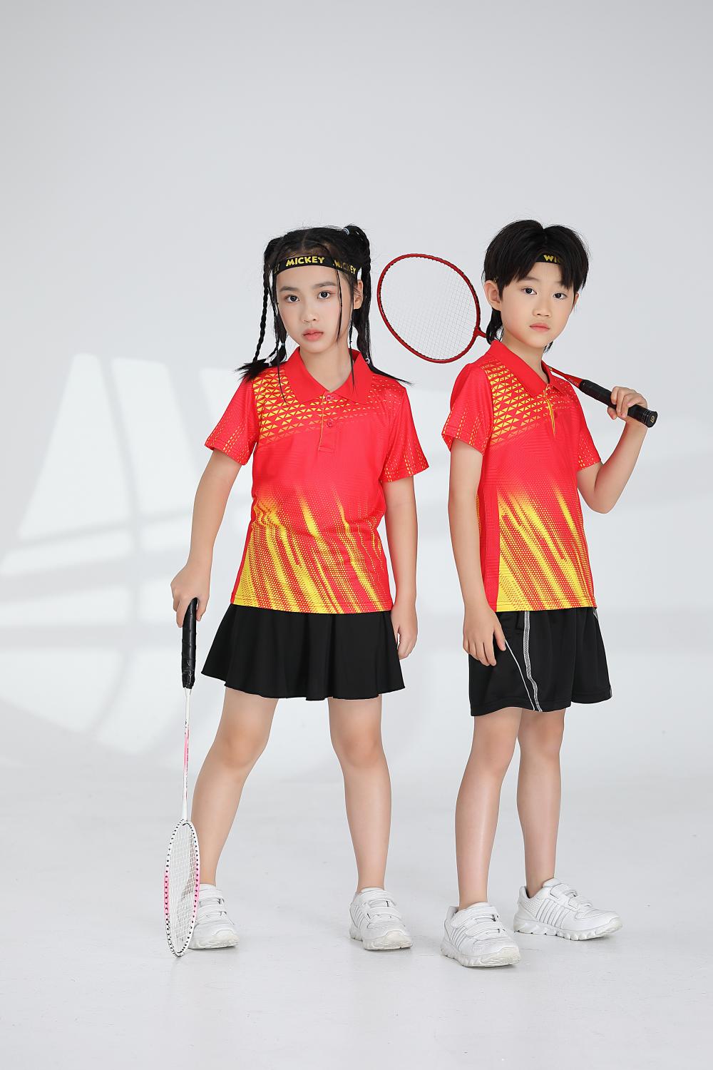 Short-sleeved lapel breathable quick-drying badminton suit 120-1897 children