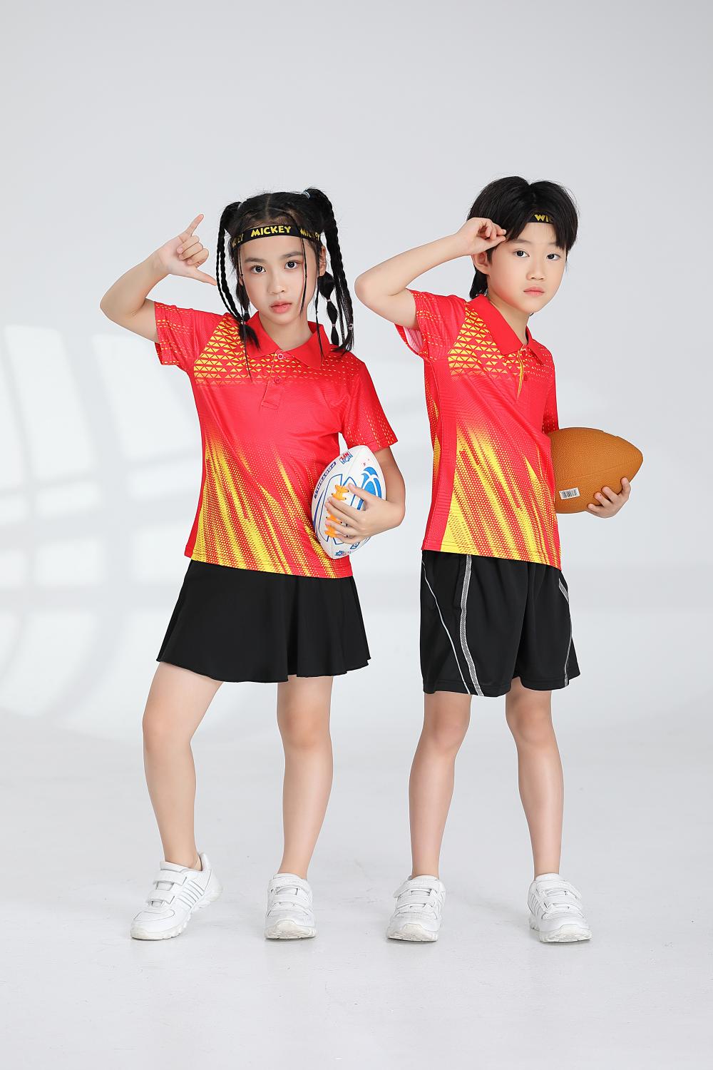 Short-sleeved lapel breathable quick-drying badminton suit 120-1897 children