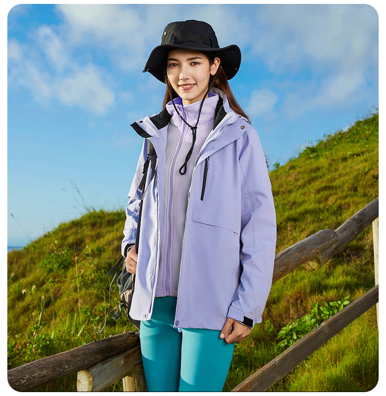 Warm and windproof polar fleece liner graphene three-in-one disassembly jacket KP1-79816 women