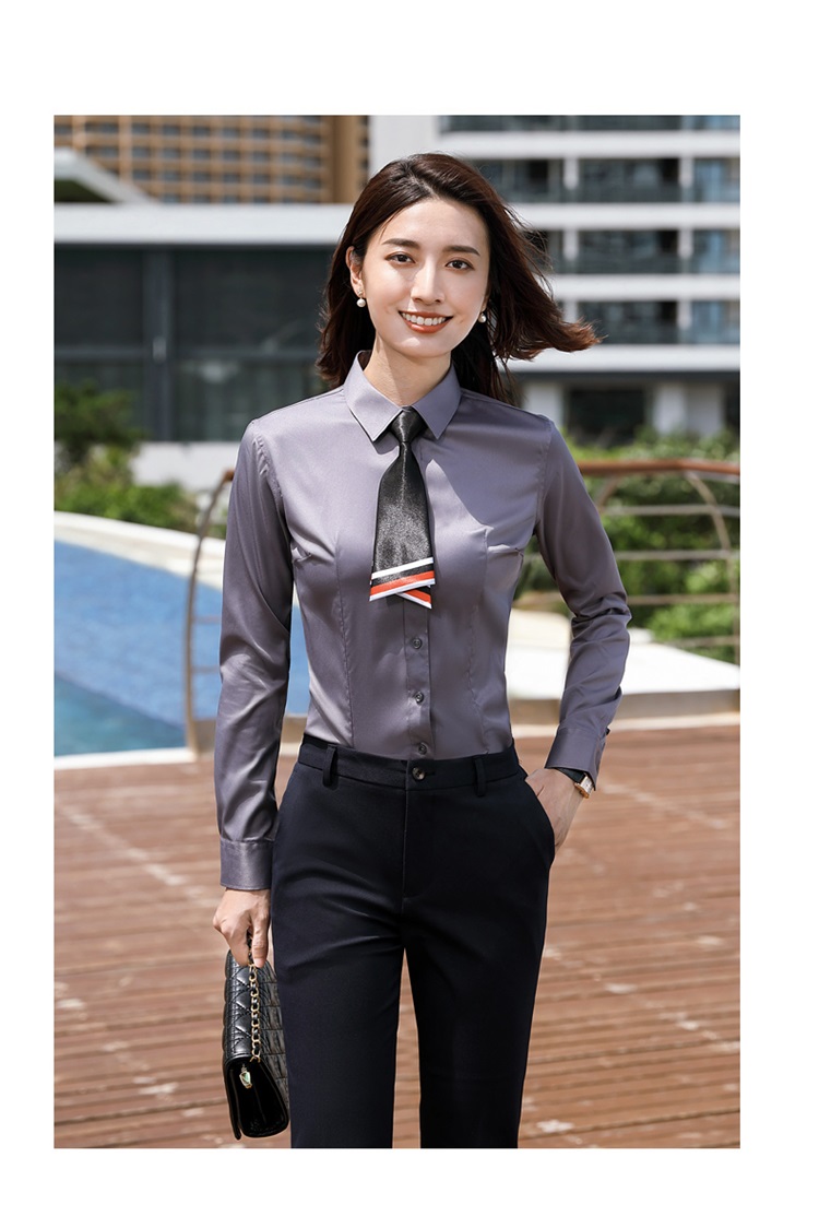 Slim Fit Bamboo Fiber Plain Long Sleeve Shirt Women DQ1-6318 Long Sleeve Shirt Women