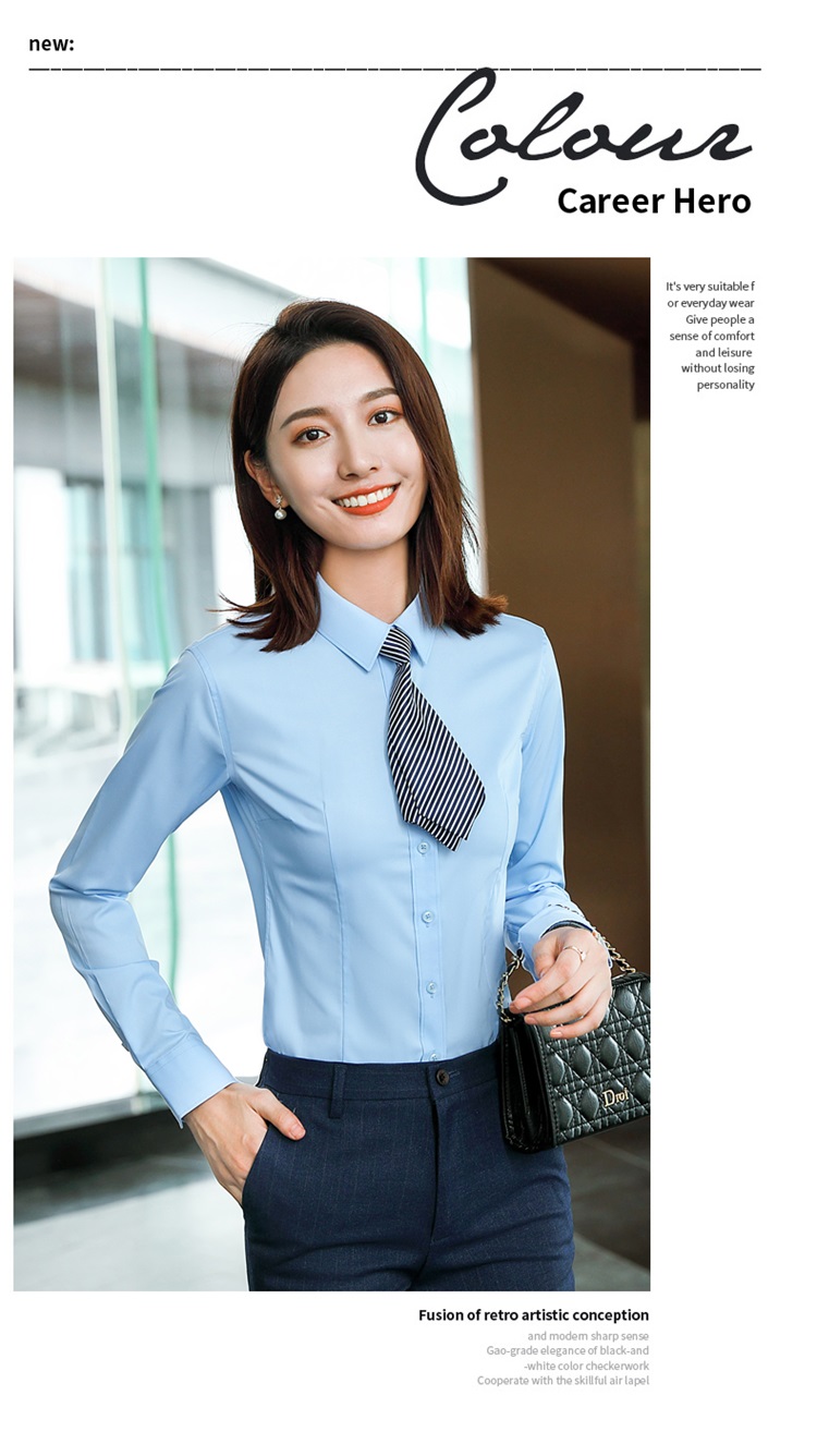 Slim Fit Bamboo Fiber Plain Long Sleeve Shirt Women DQ1-6318 Long Sleeve Shirt Women