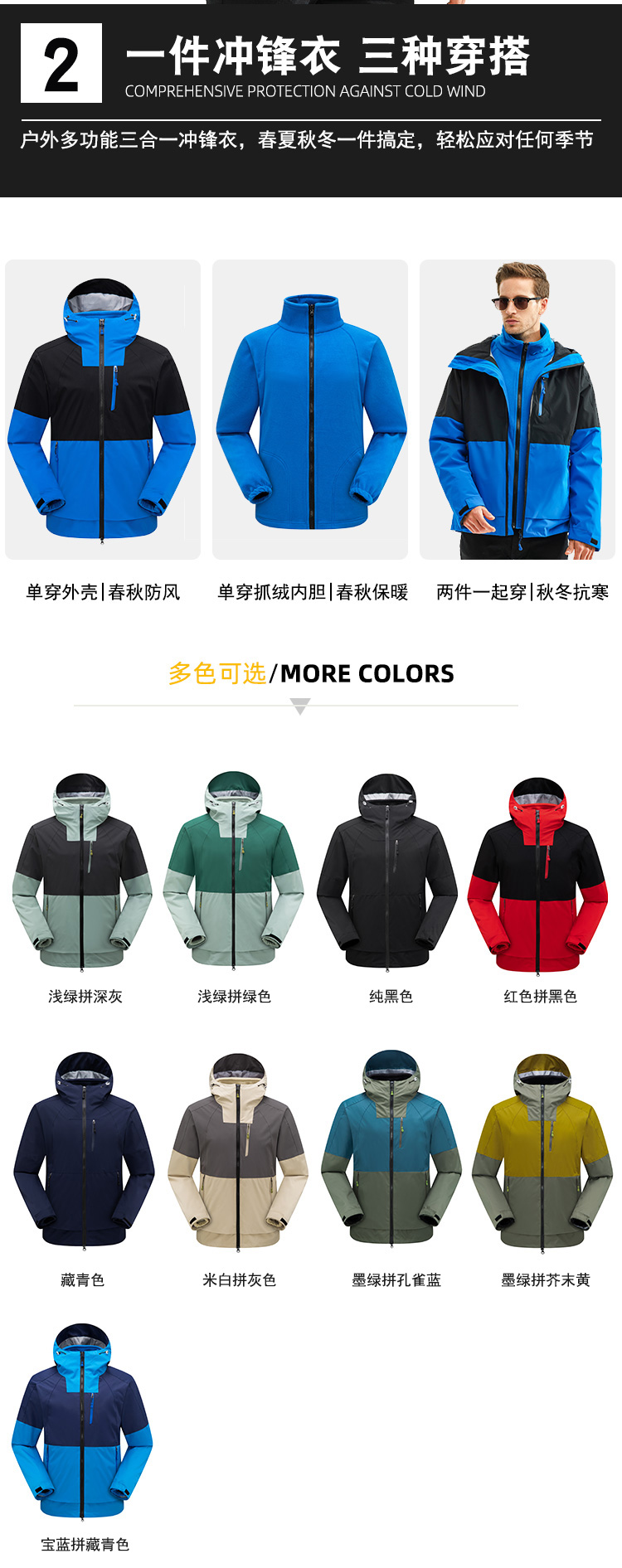 Three-in-one jacket for men T02-8079