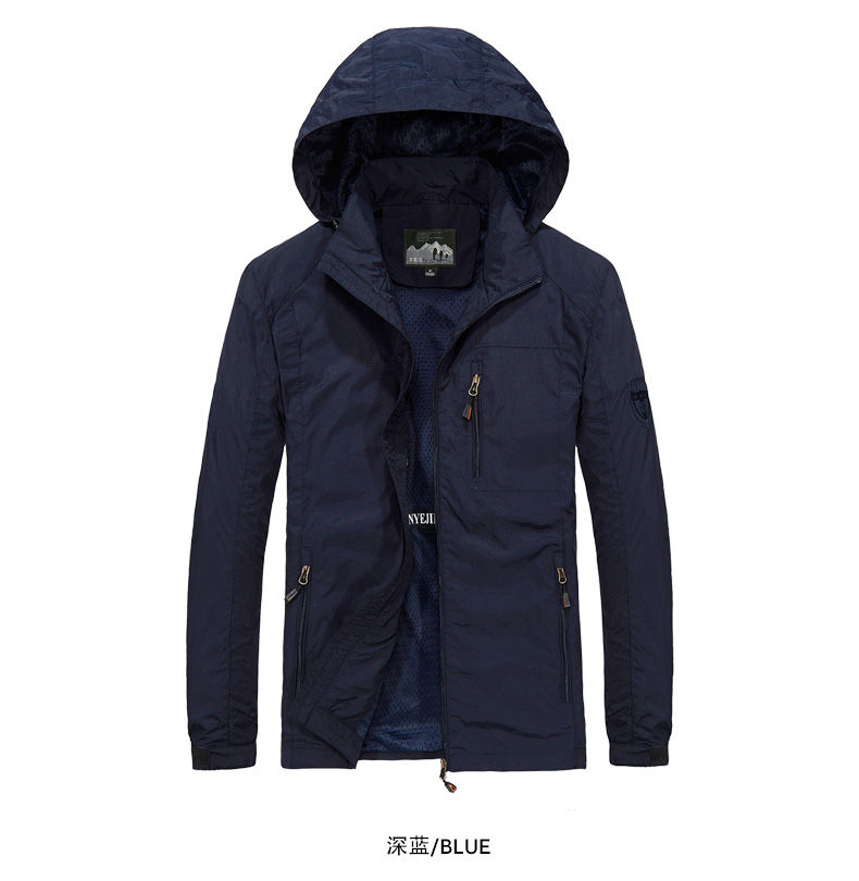 Outdoor men windproof jacket with detachable hood KC1-8689