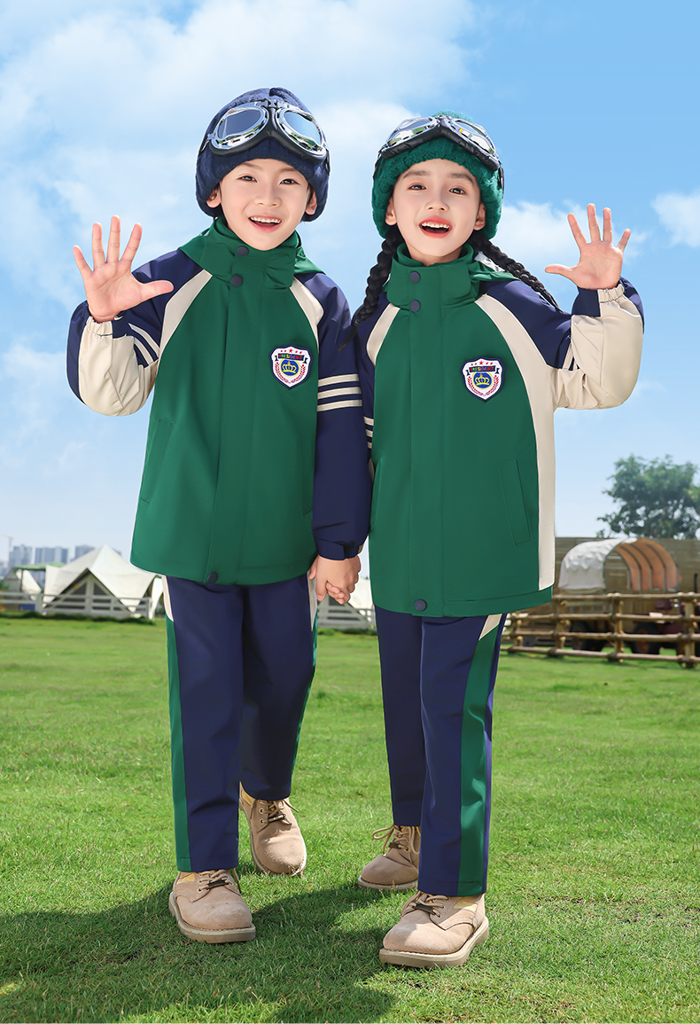 Sports style warm jacket three-in-one school uniform suit two-piece suit 737-8124 two-piece suit