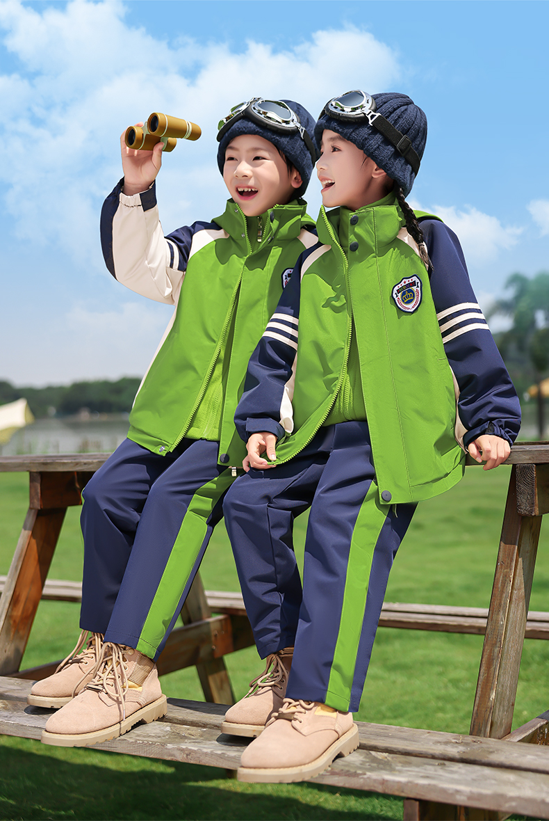 Sports style warm jacket three-in-one school uniform suit two-piece suit 737-8124 two-piece suit