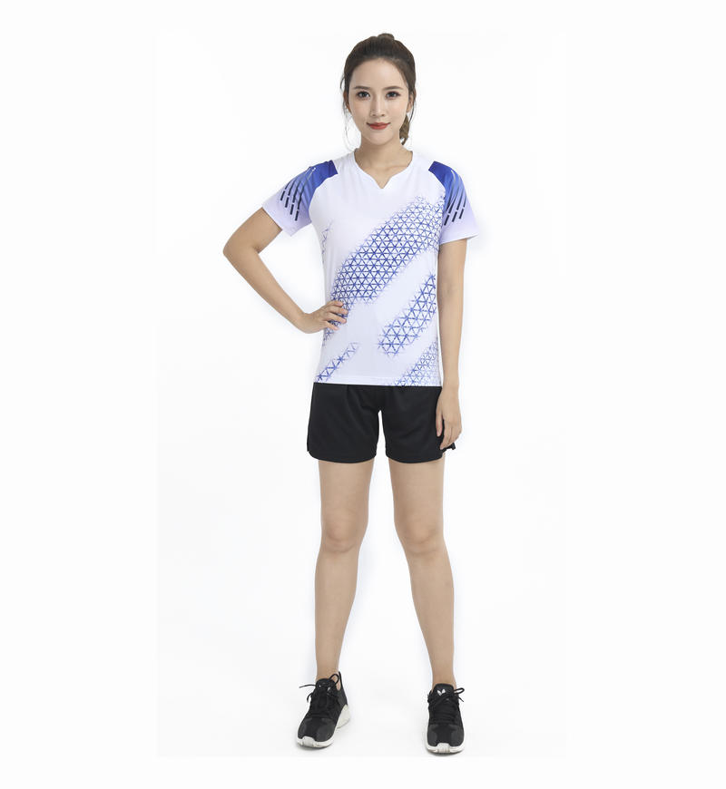 Polyester-spandex pinhole fabric V-neck outdoor sports short-sleeved top GB8-2903 for women