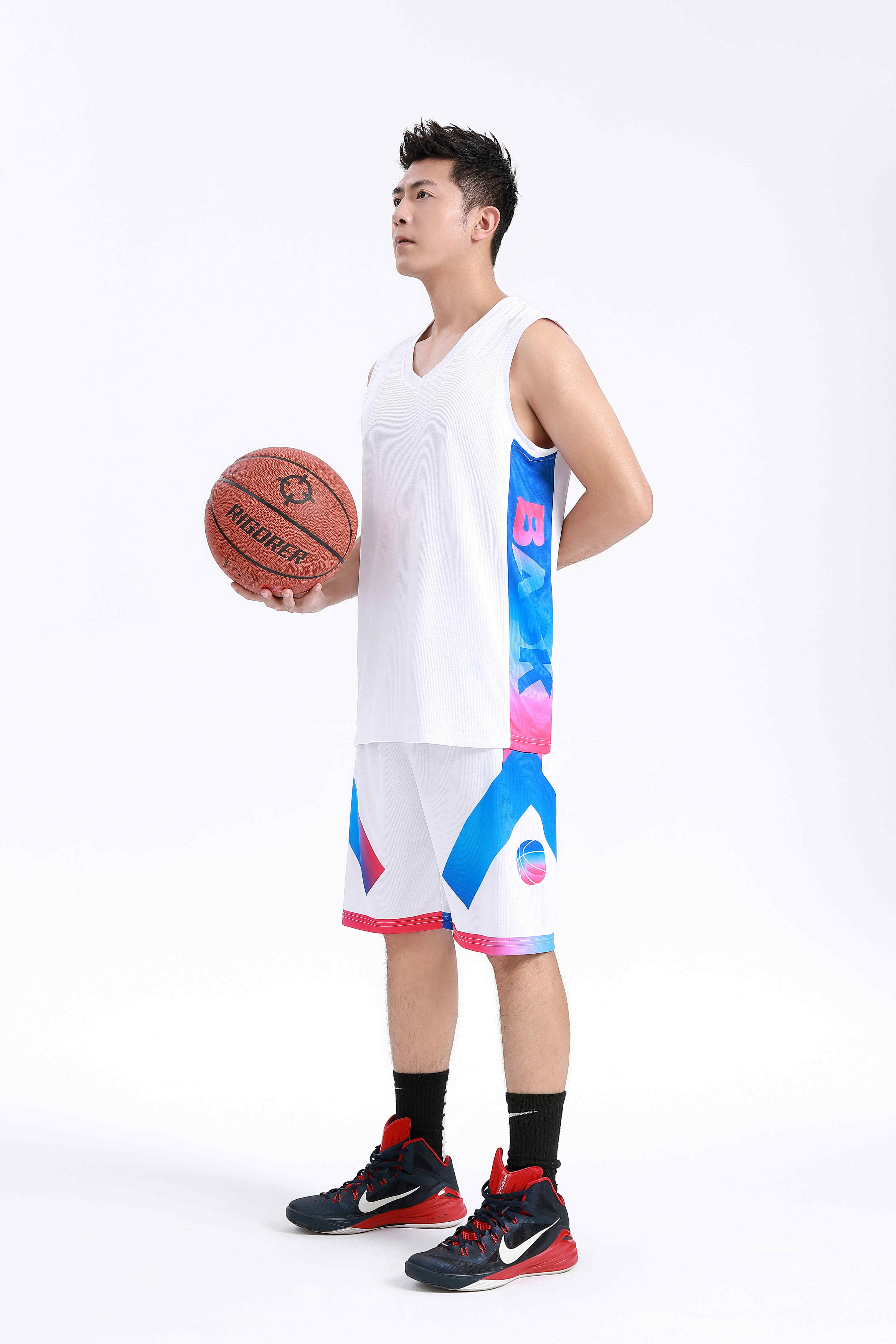 Side printed letters basketball uniform suit adult GY6-8450