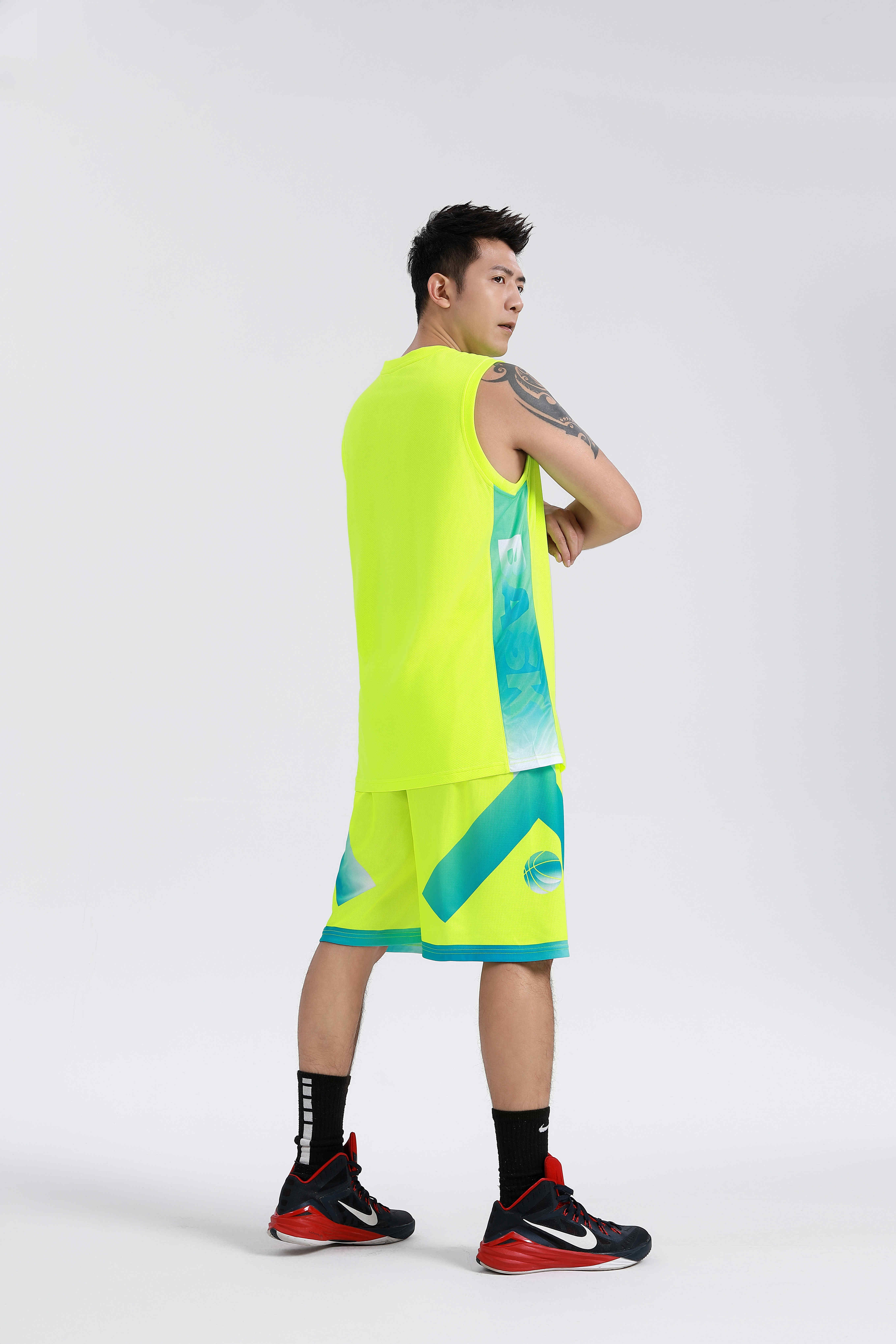 Side printed letters basketball uniform suit adult GY6-8450