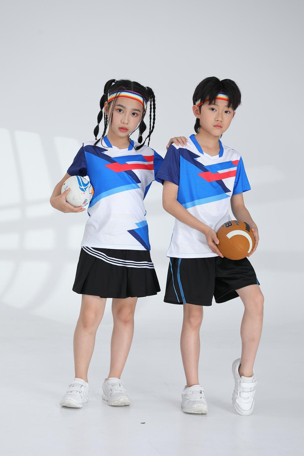 Polyester-spandex jacquard sports quick-drying training suit badminton suit 120-1895 children