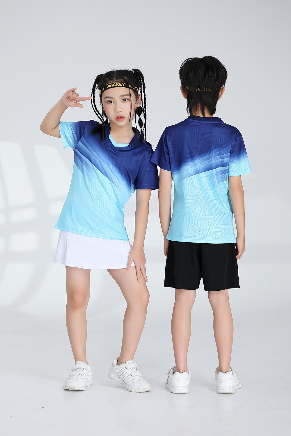 Sports quick-drying short-sleeved V-neck training suit badminton suit 120-1896 children