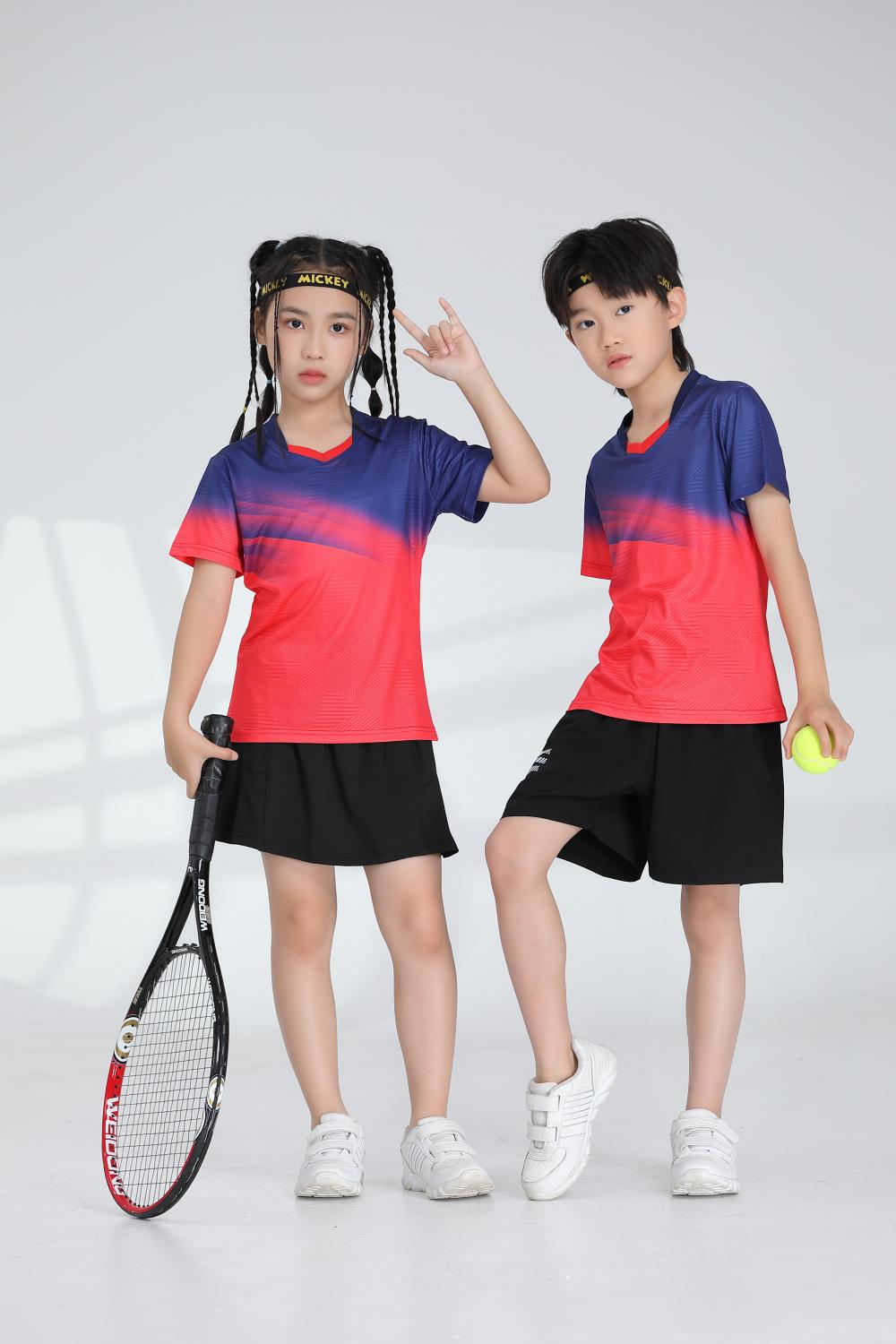 Sports quick-drying short-sleeved V-neck training suit badminton suit 120-1896 children