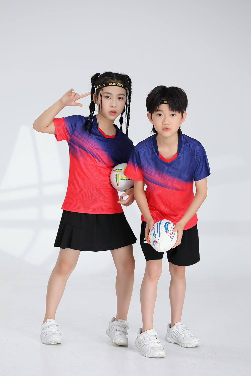 Sports quick-drying short-sleeved V-neck training suit badminton suit 120-1896 children