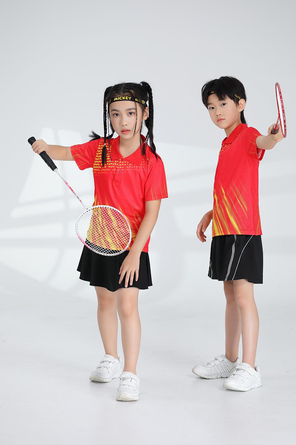 Short-sleeved lapel breathable quick-drying badminton suit 120-1897 children