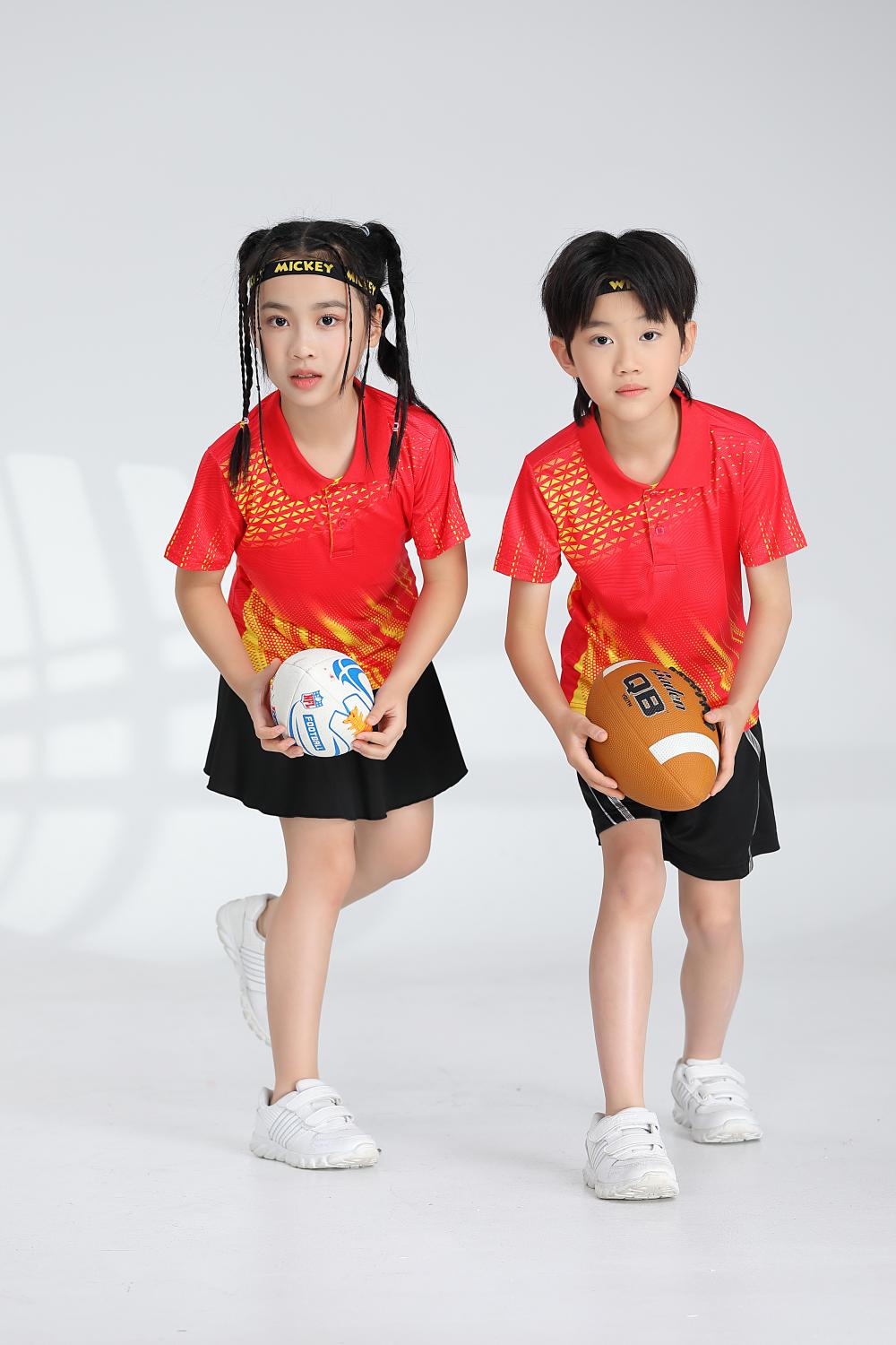 Short-sleeved lapel breathable quick-drying badminton suit 120-1897 children