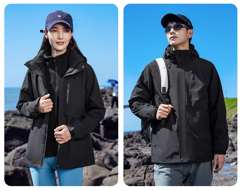 Warm and windproof polar fleece liner graphene three-in-one disassembly jacket KP1-79816 women