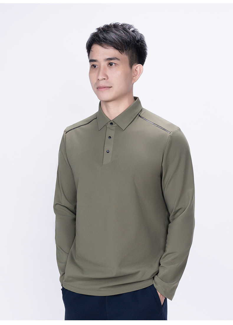 Coolsen brushed solid color lapel long sleeve KD4-8905