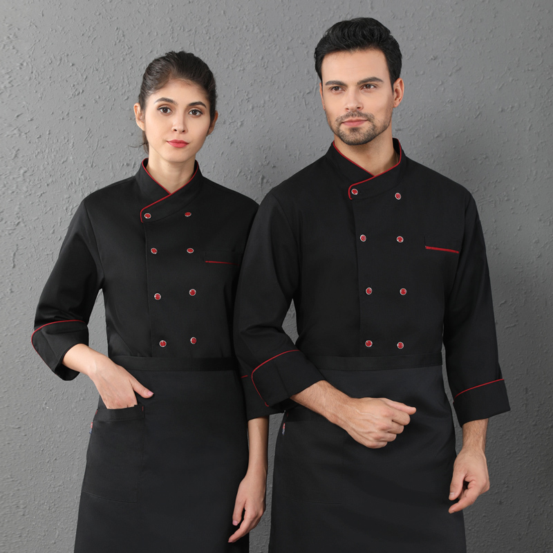 Hemmed long-sleeved chef top H12-C0202010