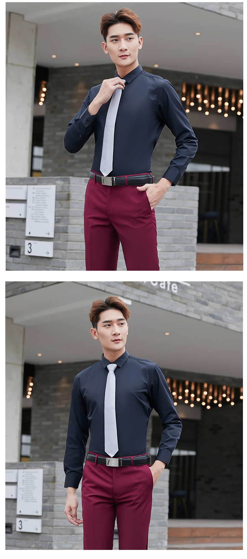 Slim fit small collar long sleeve shirt men 180-999 men long sleeve