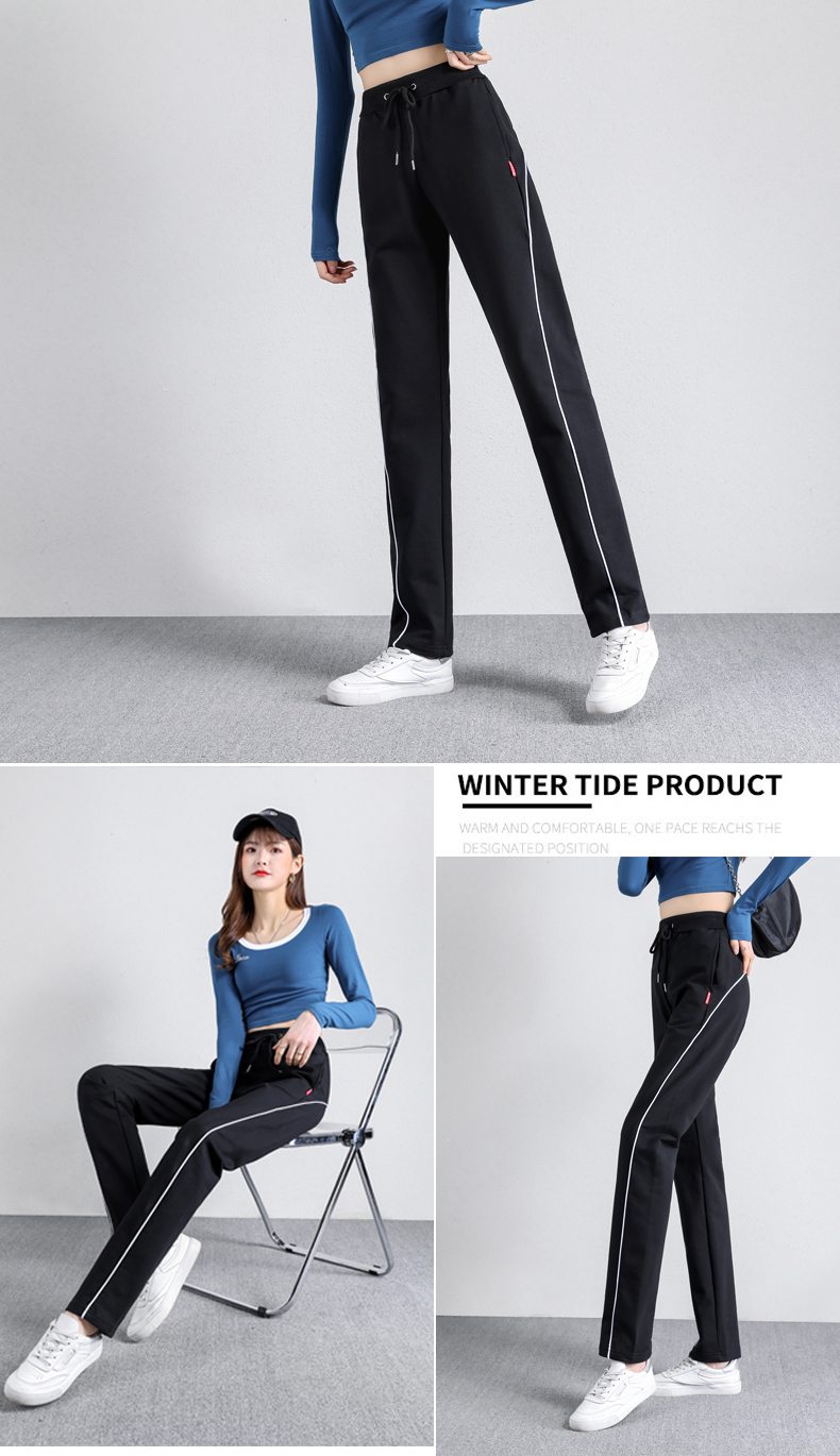 Straight striped loose sports casual trousers for women G32-908