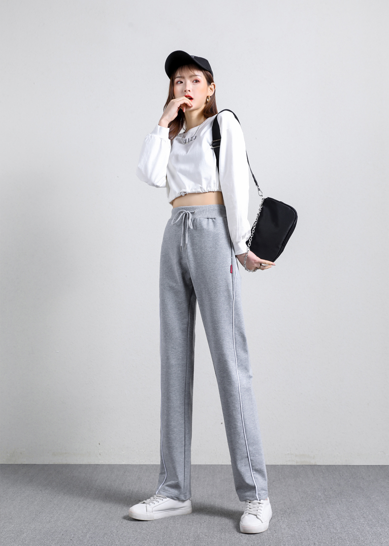 Straight striped loose sports casual trousers for women G32-908