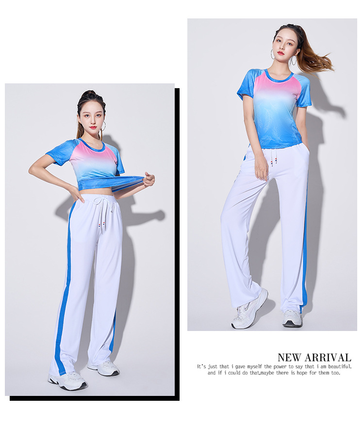 Gradient color quick-drying performance gymnastics square dance sportswear suit H25-20236