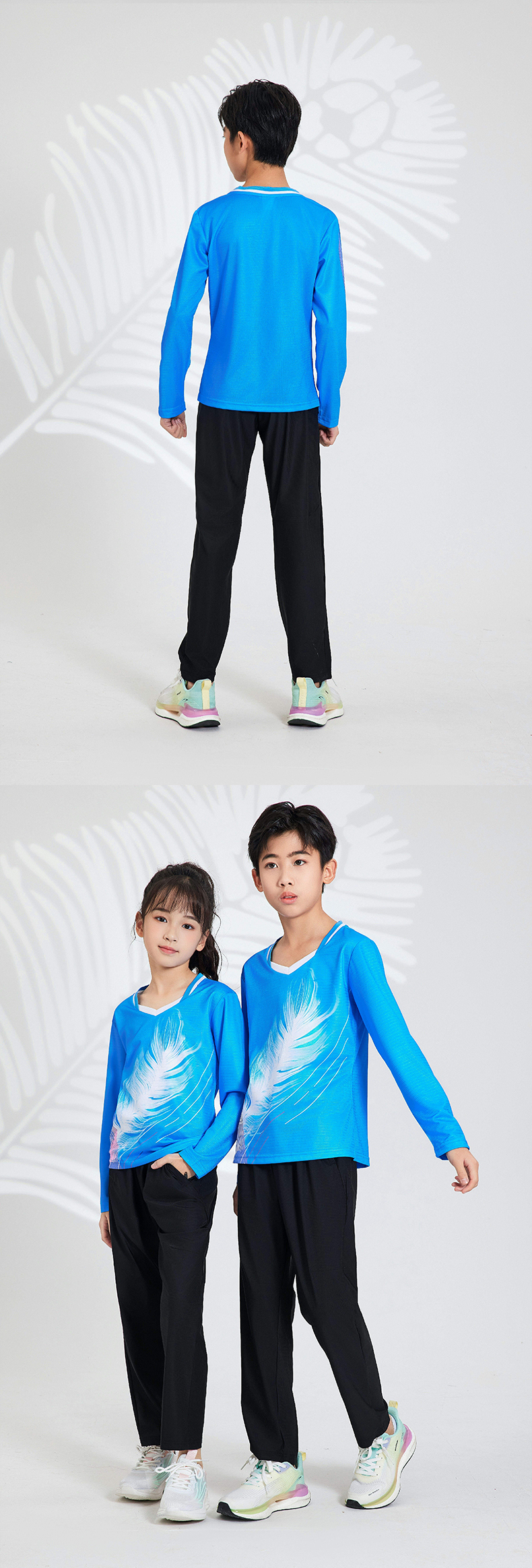 Table tennis, badminton and volleyball competition uniforms sportswear long sleeves GB8-6622 children