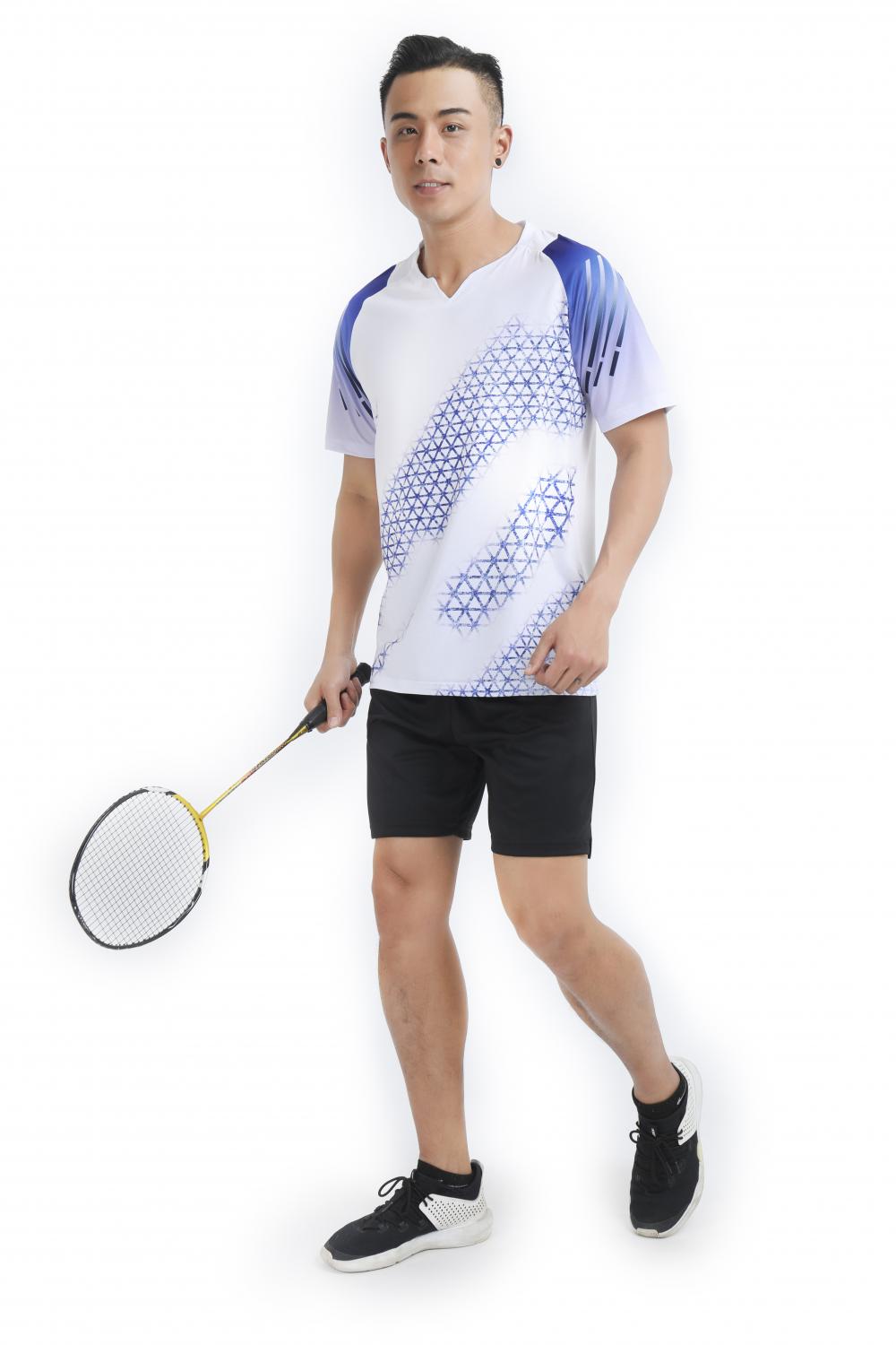 Polyester-spandex pinhole fabric V-neck outdoor sports short-sleeved top GB8-2903 men